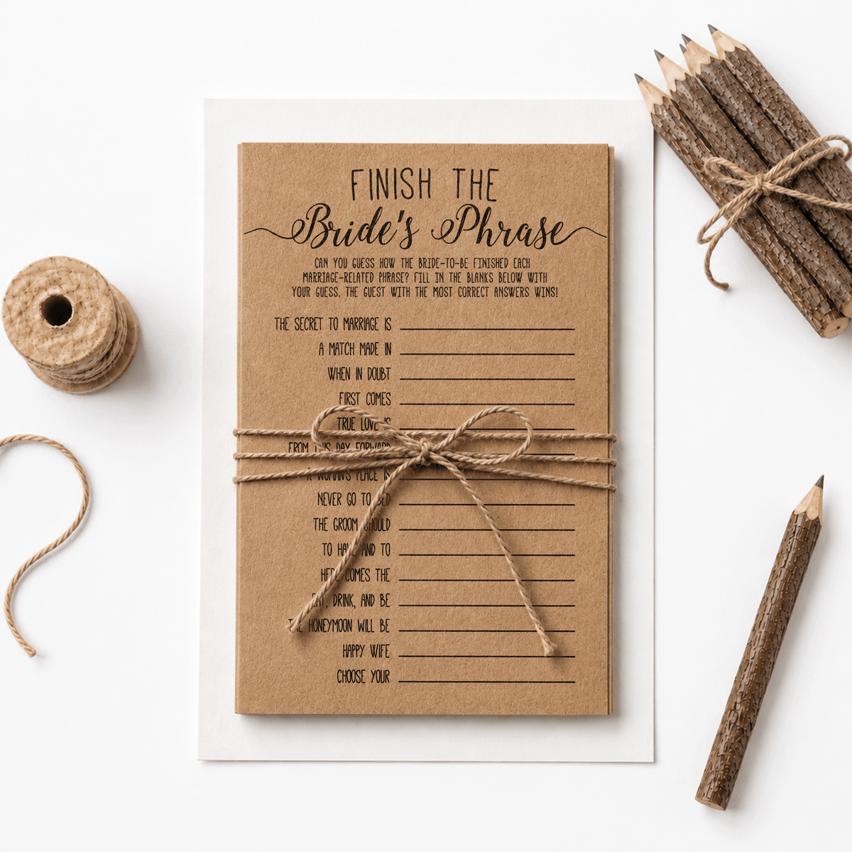 Finish the Bride's Phrase Bridal Shower Game