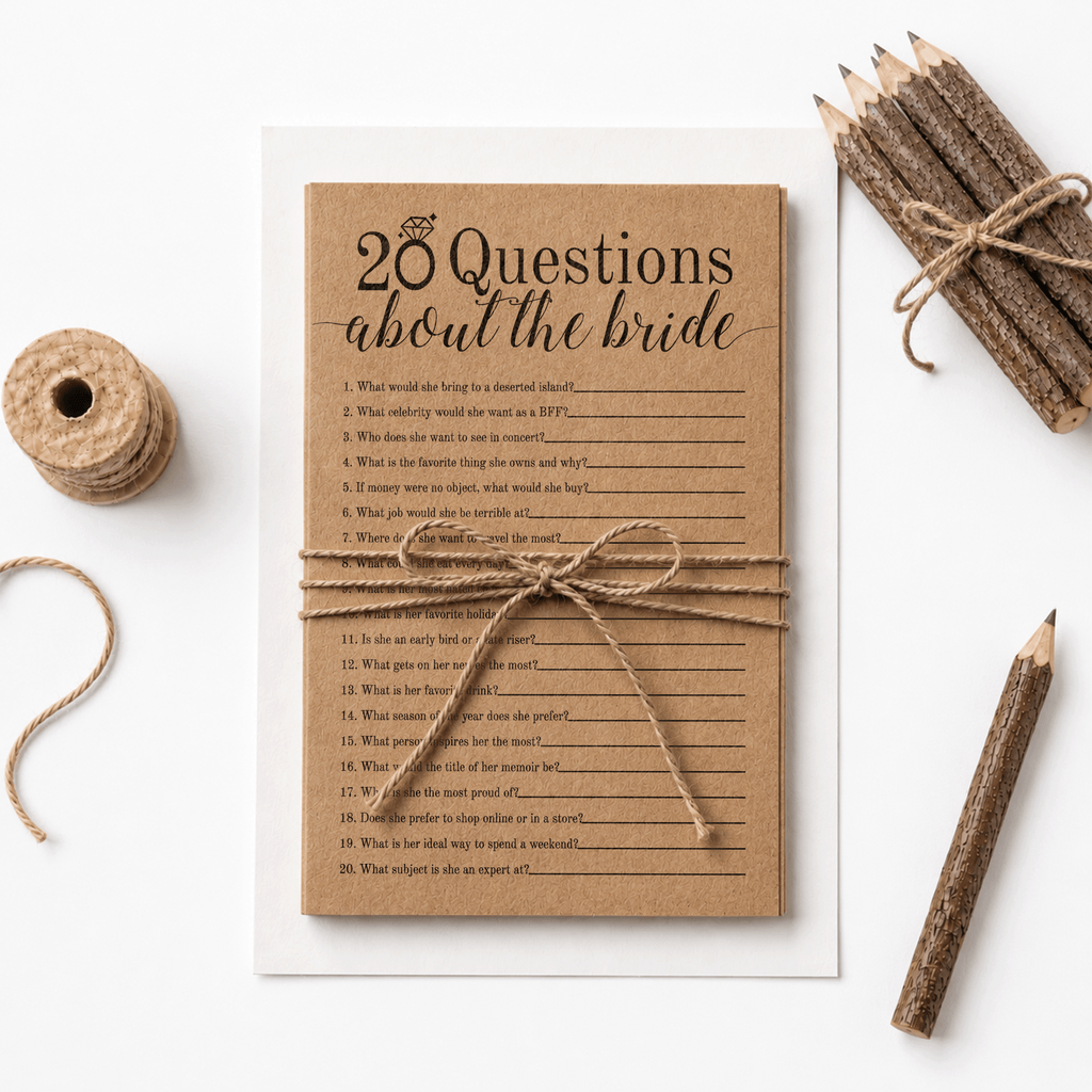 20 Questions about the Bride Bridal Shower Game