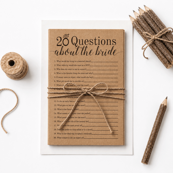 20 Questions about the Bride Bridal Shower Game