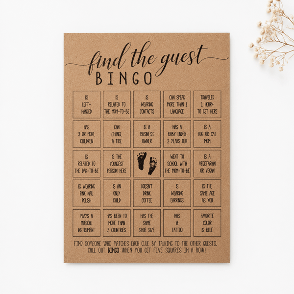 Find The Guest Bingo Baby Shower Game