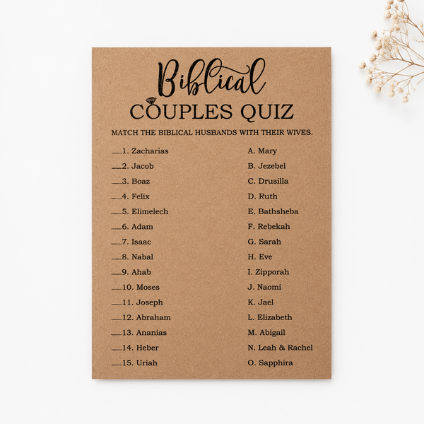 Bible Couples Quiz Bridal Shower Game