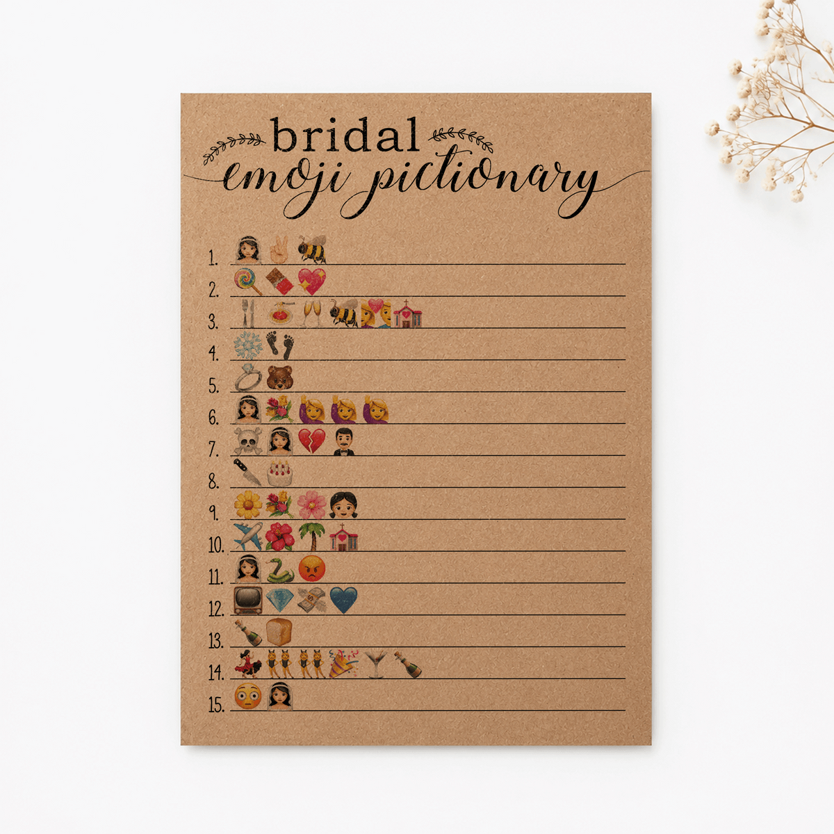 Bridal Emoji Pictionary Bridal Shower Game