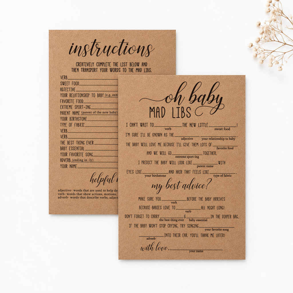 Oh Baby Mad Libs Baby Shower Game