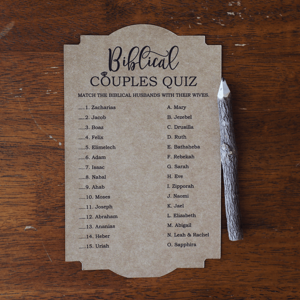 Bible Couples Quiz Bridal Shower Game
