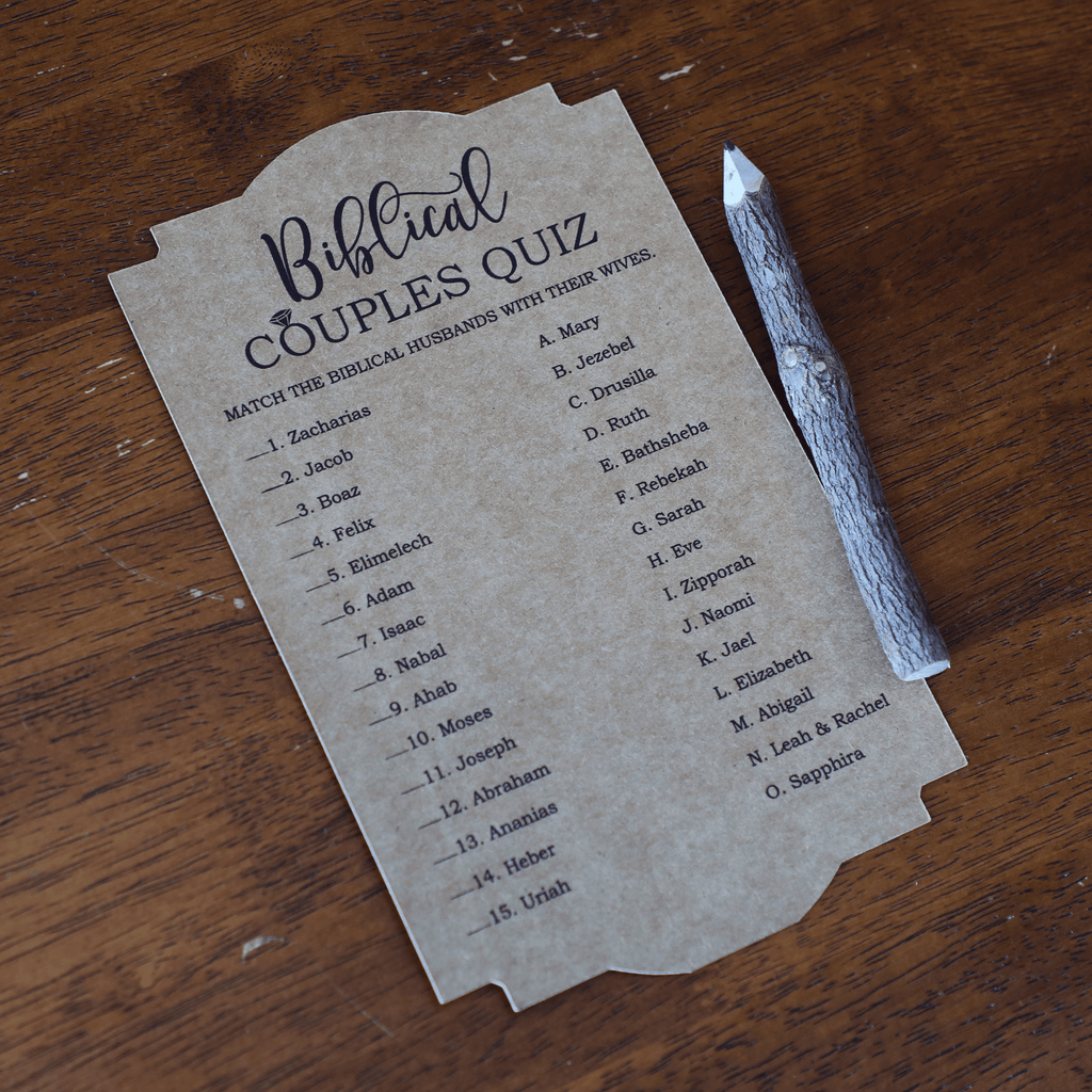 Bible Couples Quiz Bridal Shower Game