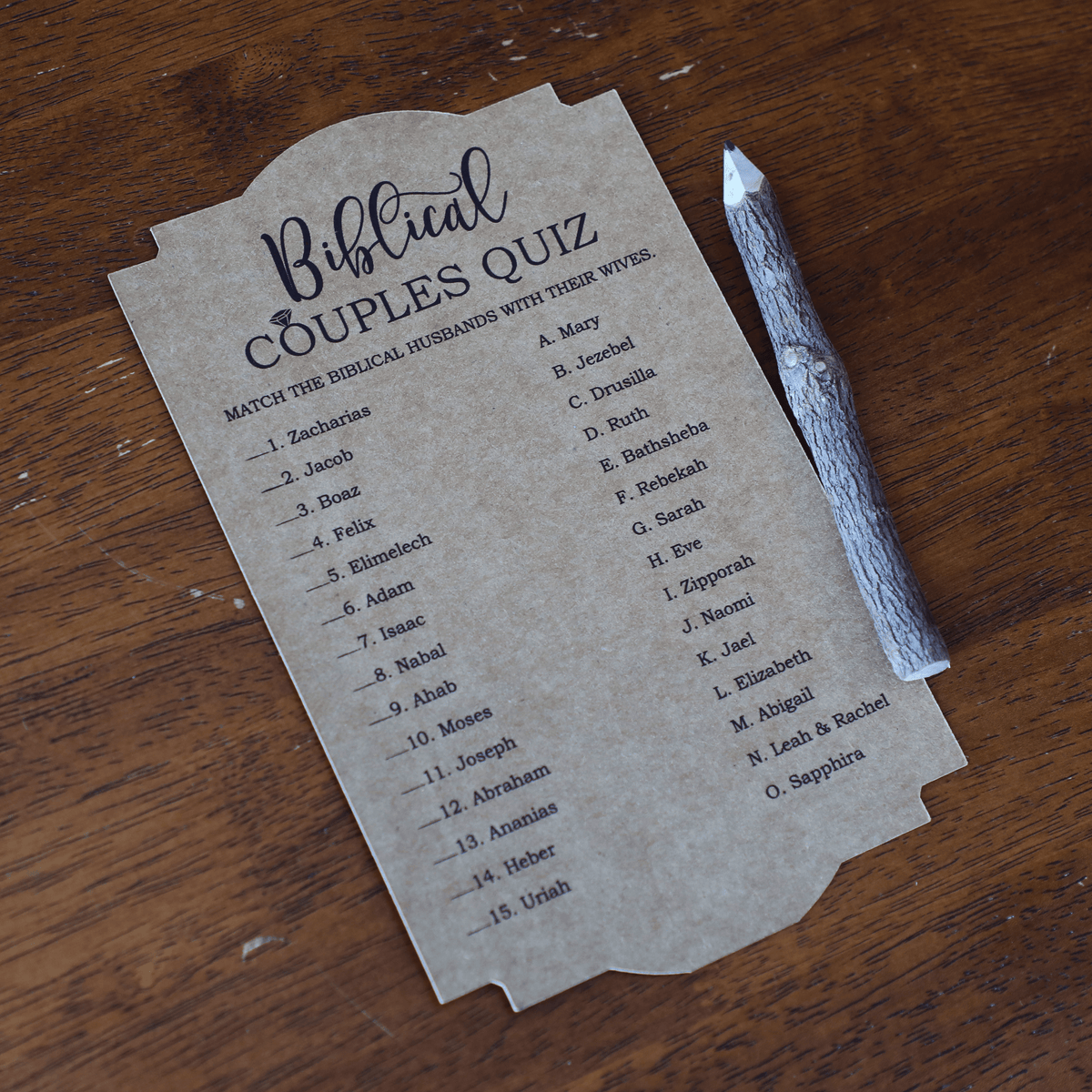 Bible Couples Quiz Bridal Shower Game
