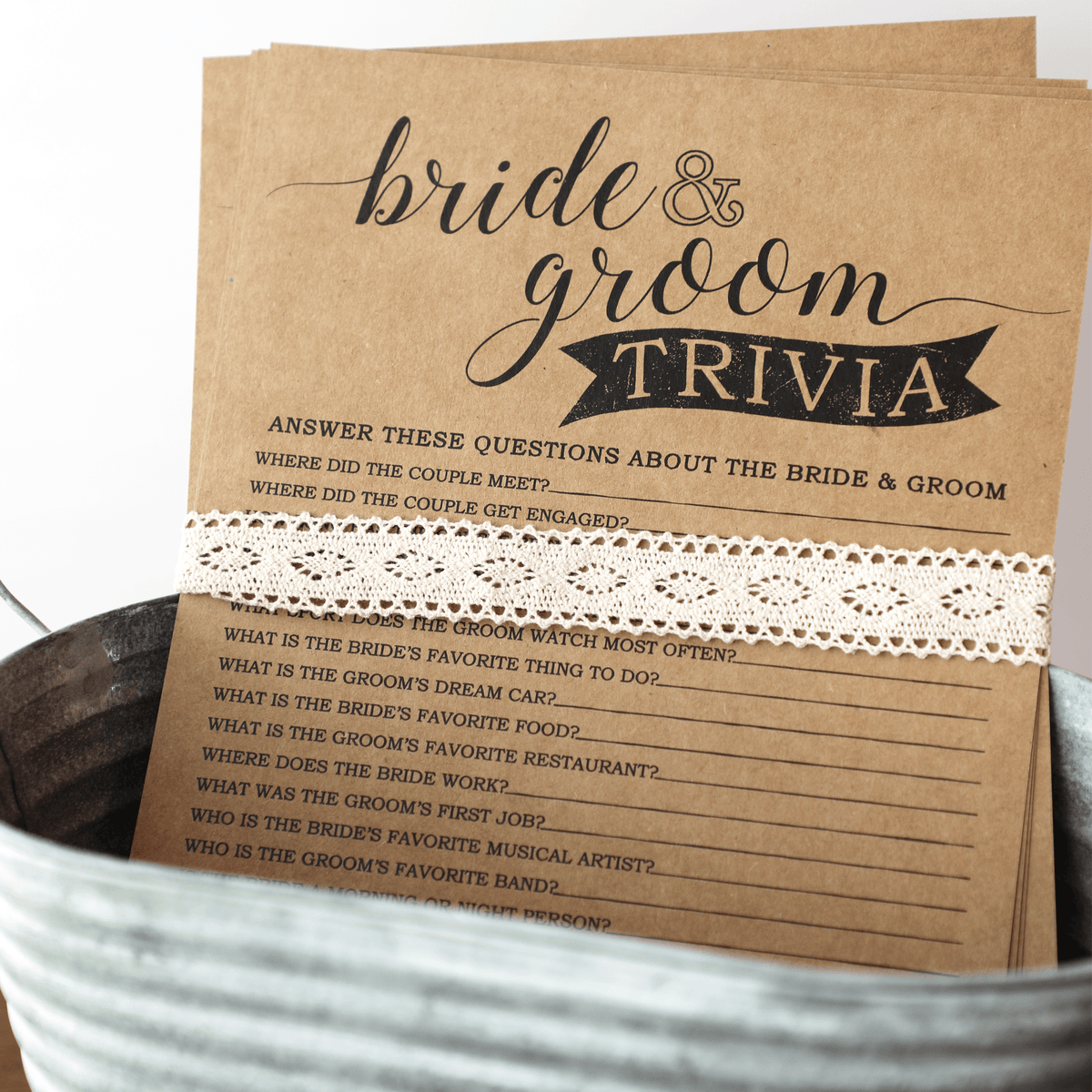 Bride Groom Trivia Bridal Shower Game