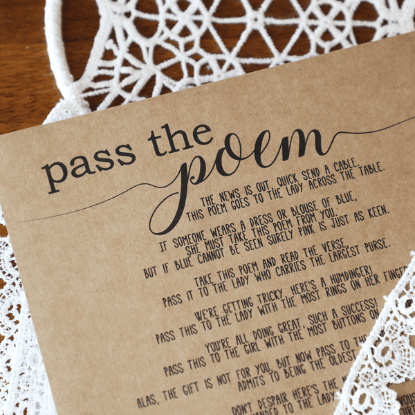 Pass The Poem Bridal Shower Game