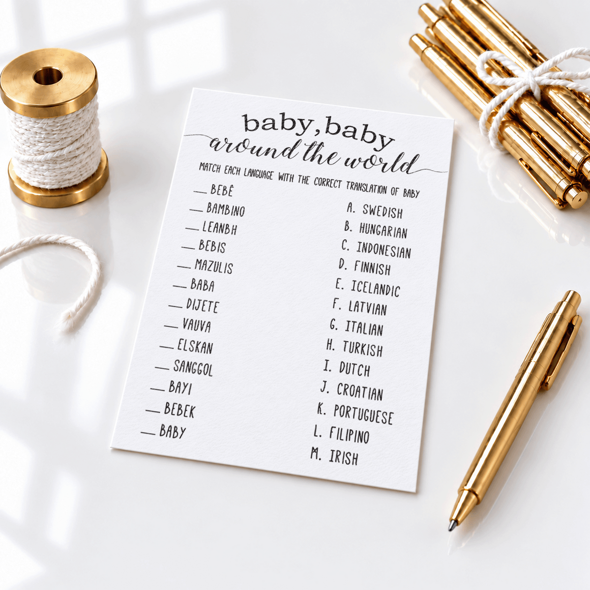 Baby Around The World Baby Shower Game